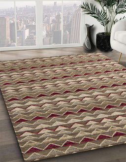 Machine Washable Abstract Camel Brown Rug in a Family Room, wshabs5172