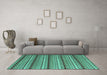 Machine Washable Abstract Turquoise Modern Area Rugs in a Living Room,, wshabs5172turq