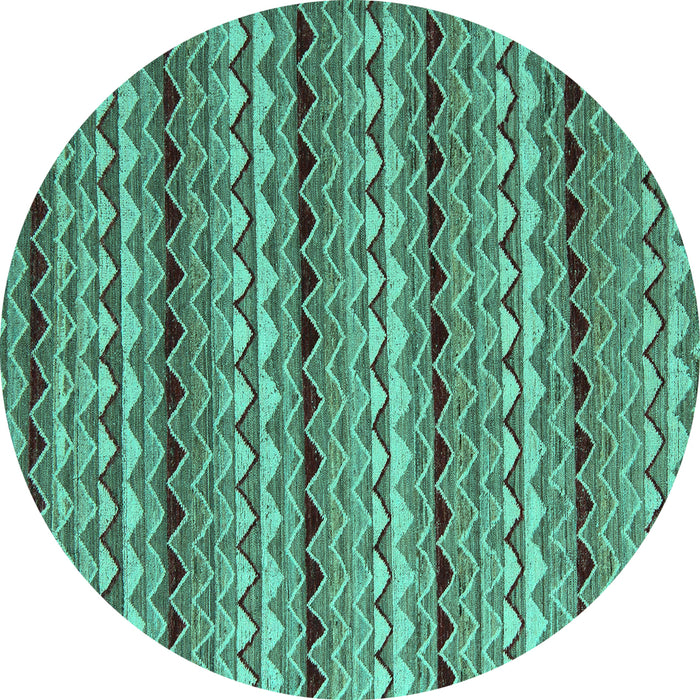 Round Abstract Turquoise Modern Rug, abs5172turq