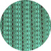 Round Abstract Turquoise Modern Rug, abs5172turq