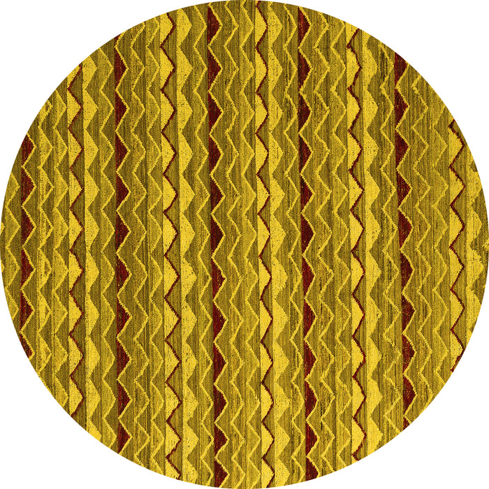 Round Machine Washable Abstract Yellow Modern Rug, wshabs5172yw