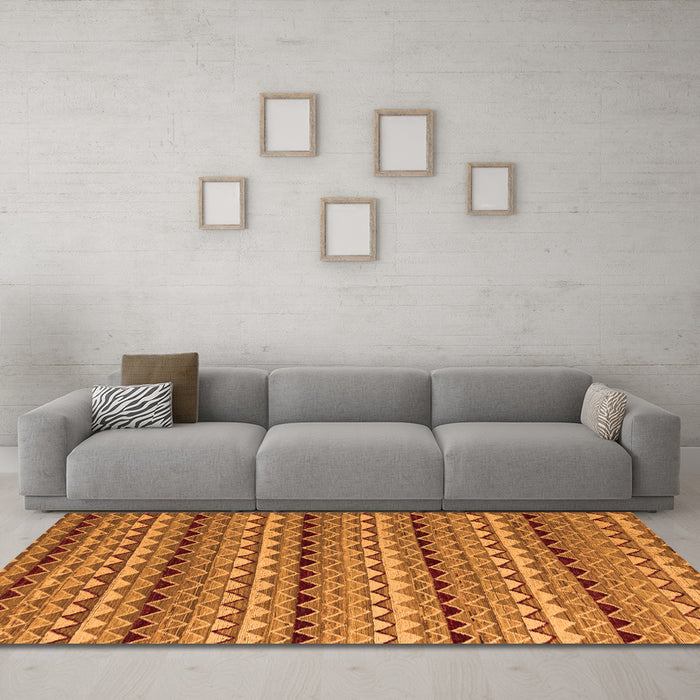 Machine Washable Abstract Orange Modern Area Rugs in a Living Room, wshabs5172org