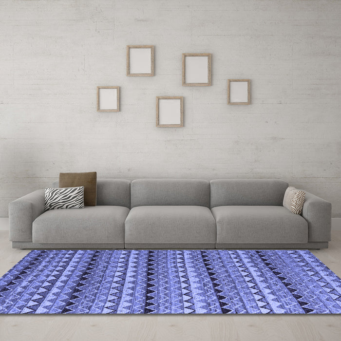 Machine Washable Abstract Blue Modern Rug in a Living Room, wshabs5172blu
