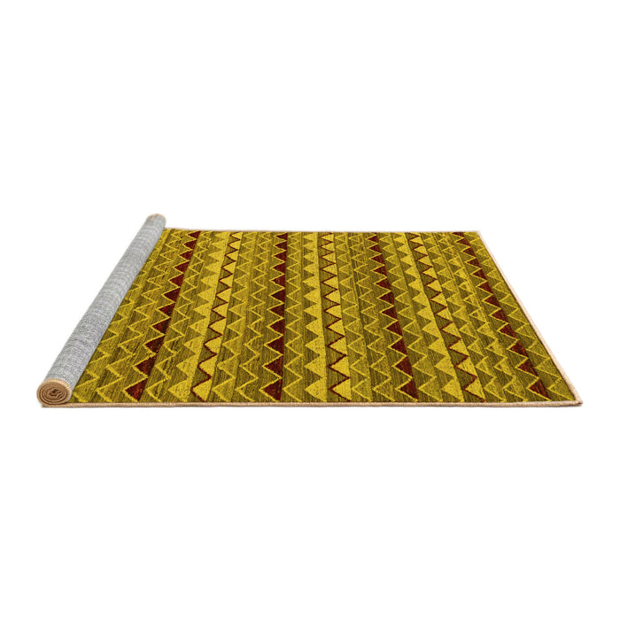 Sideview of Machine Washable Abstract Yellow Modern Rug, wshabs5172yw