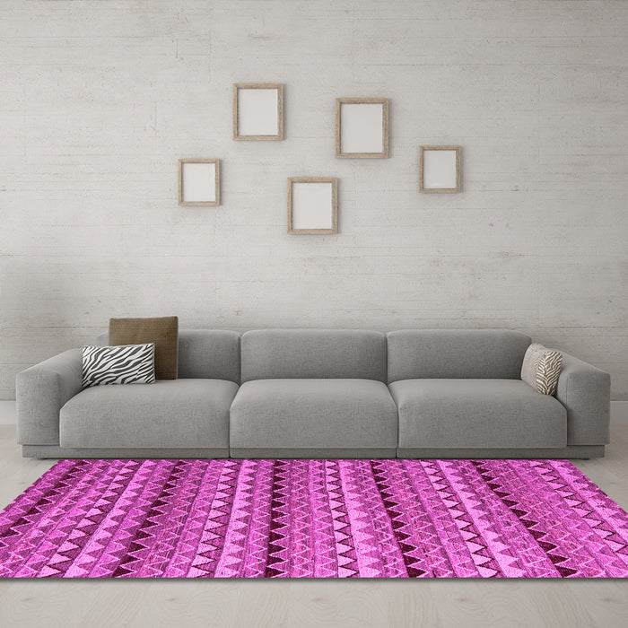 Machine Washable Abstract Pink Modern Rug in a Living Room, wshabs5172pnk