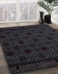 Abstract Light Black Modern Rug, abs5173