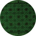 Round Machine Washable Abstract Green Modern Area Rugs, wshabs5173grn