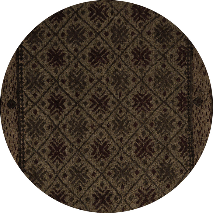 Round Machine Washable Abstract Brown Modern Rug, wshabs5173brn