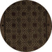 Round Machine Washable Abstract Brown Modern Rug, wshabs5173brn