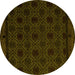 Round Abstract Yellow Modern Rug, abs5173yw