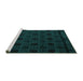 Sideview of Machine Washable Abstract Turquoise Modern Area Rugs, wshabs5173turq