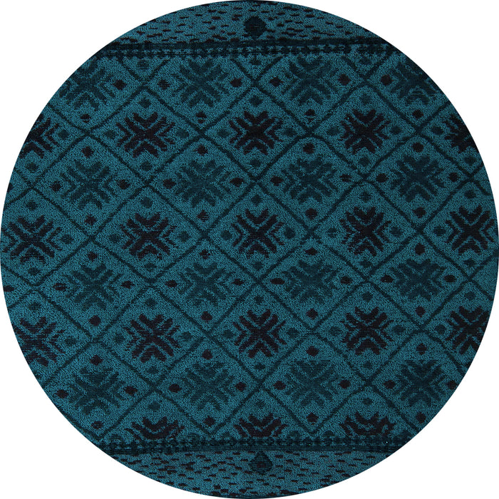 Round Abstract Light Blue Modern Rug, abs5173lblu