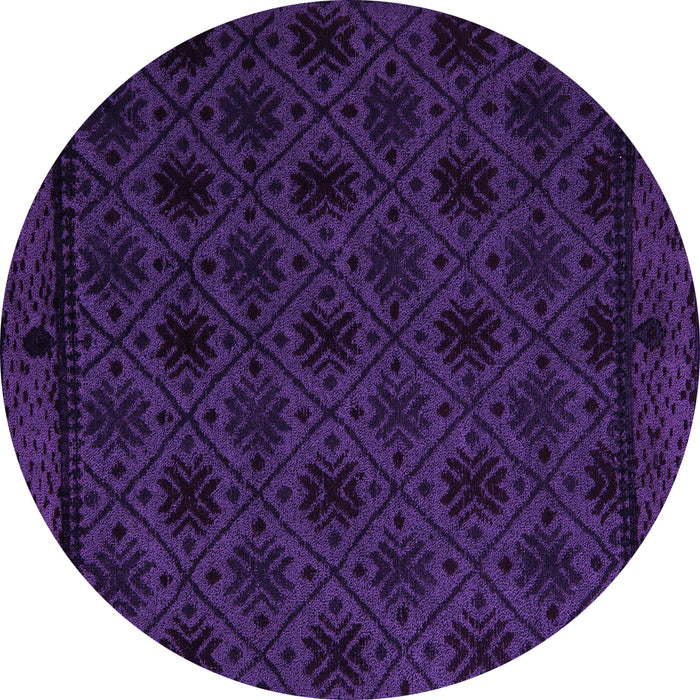 Round Machine Washable Abstract Purple Modern Area Rugs, wshabs5173pur