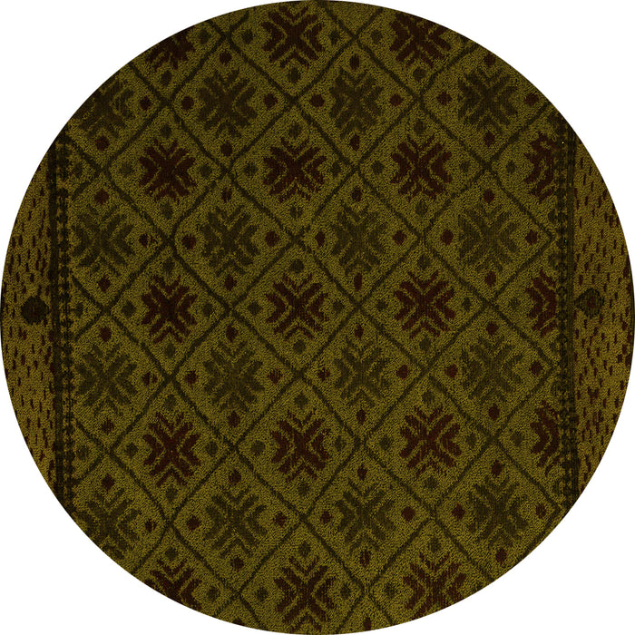 Round Machine Washable Abstract Yellow Modern Rug, wshabs5173yw