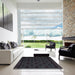 Square Abstract Light Black Modern Rug in a Living Room, abs5173