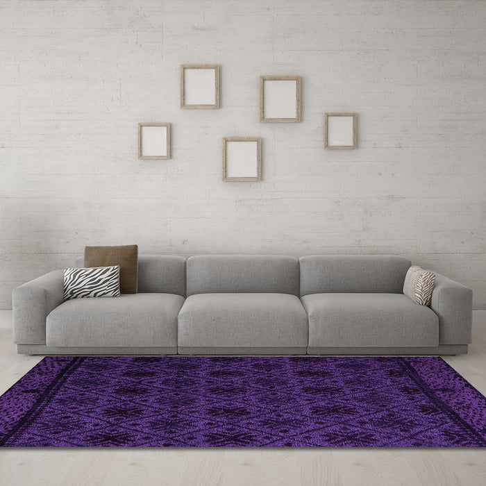 Machine Washable Abstract Purple Modern Area Rugs in a Living Room, wshabs5173pur
