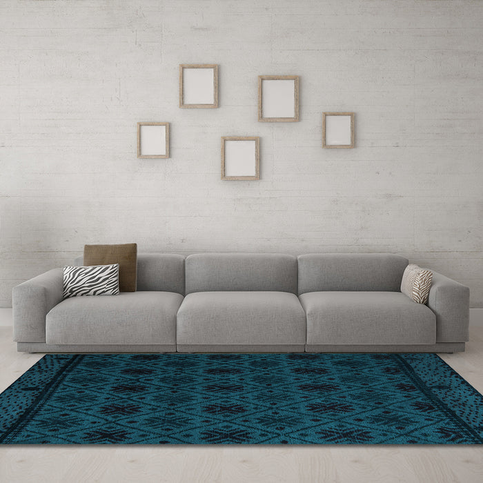 Machine Washable Abstract Light Blue Modern Rug in a Living Room, wshabs5173lblu