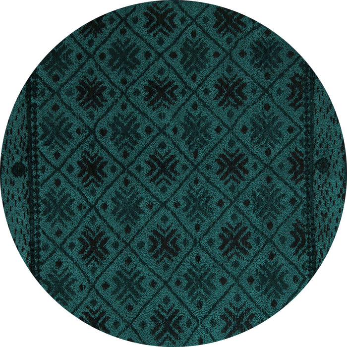 Round Abstract Turquoise Modern Rug, abs5173turq
