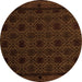 Round Machine Washable Abstract Orange Modern Area Rugs, wshabs5173org