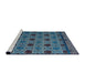 Sideview of Machine Washable Abstract Koi Blue Rug, wshabs5174
