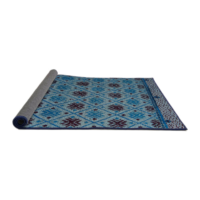 Sideview of Abstract Koi Blue Modern Rug, abs5174