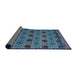 Sideview of Abstract Koi Blue Modern Rug, abs5174