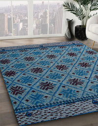 Abstract Koi Blue Modern Rug, abs5174