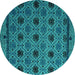 Round Abstract Turquoise Modern Rug, abs5174turq