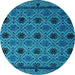 Round Machine Washable Abstract Light Blue Modern Rug, wshabs5174lblu