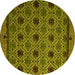 Round Machine Washable Abstract Yellow Modern Rug, wshabs5174yw