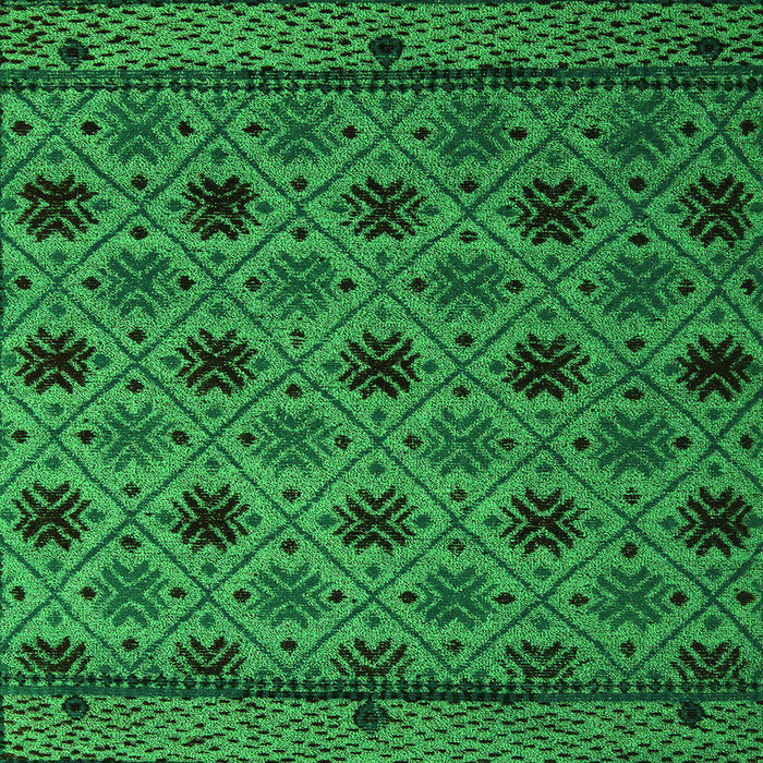 Square Machine Washable Abstract Green Modern Area Rugs, wshabs5174grn