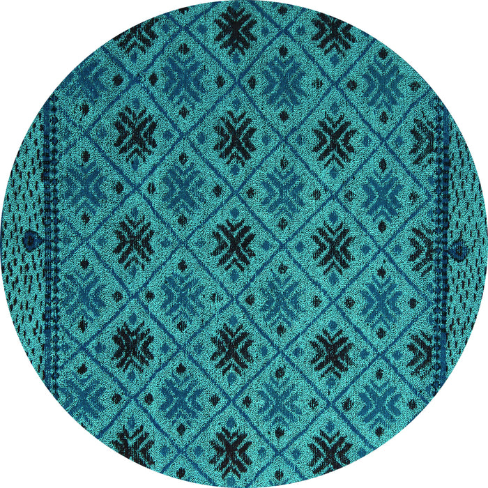 Round Machine Washable Abstract Turquoise Modern Area Rugs, wshabs5174turq