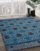 Abstract Koi Blue Modern Rug in Family Room, abs5174