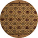 Round Machine Washable Abstract Orange Modern Area Rugs, wshabs5174org