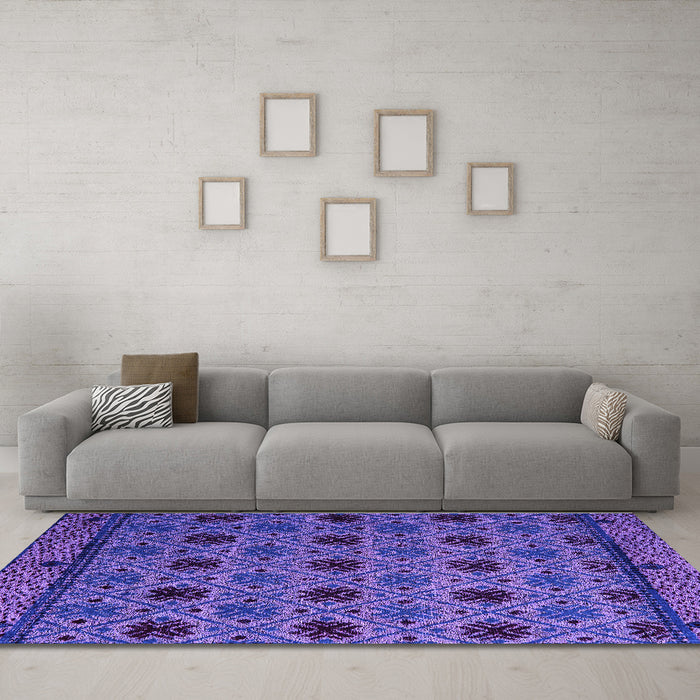Machine Washable Abstract Purple Modern Area Rugs in a Living Room, wshabs5174pur