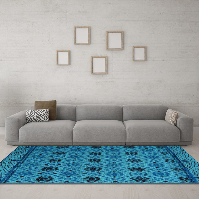 Machine Washable Abstract Light Blue Modern Rug in a Living Room, wshabs5174lblu