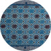 Round Abstract Koi Blue Modern Rug, abs5174