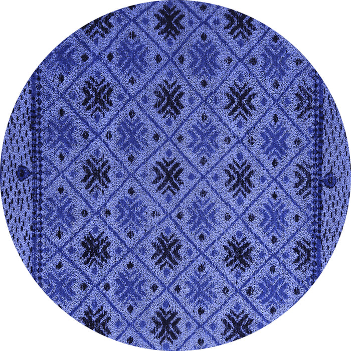 Round Abstract Blue Modern Rug, abs5174blu