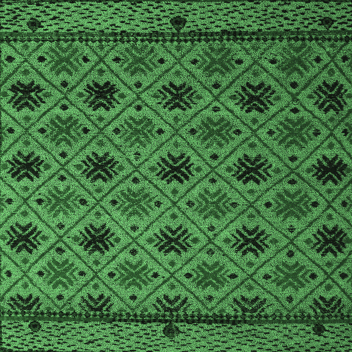 Square Abstract Emerald Green Modern Rug, abs5174emgrn