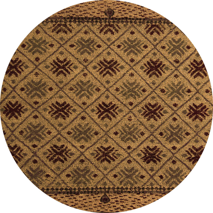 Round Abstract Orange Modern Rug, abs5174org