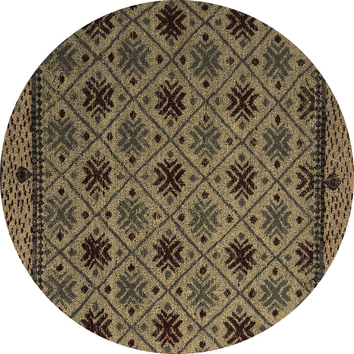 Round Abstract Brown Modern Rug, abs5174brn