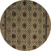 Round Abstract Brown Modern Rug, abs5174brn