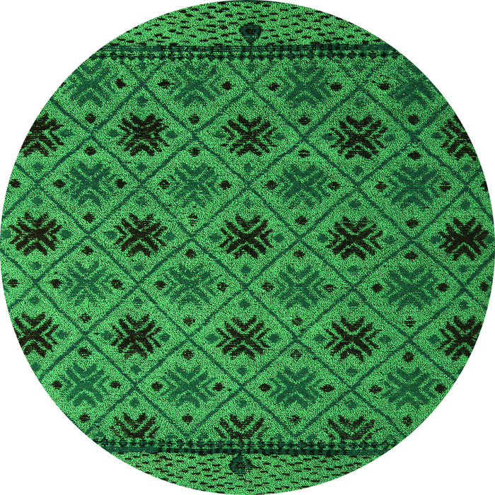 Round Machine Washable Abstract Green Modern Area Rugs, wshabs5174grn