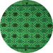 Round Machine Washable Abstract Green Modern Area Rugs, wshabs5174grn