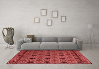 Machine Washable Abstract Red Modern Rug, wshabs5174red
