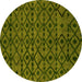 Round Abstract Yellow Modern Rug, abs5175yw