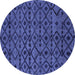 Round Abstract Blue Modern Rug, abs5175blu