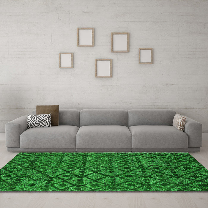 Machine Washable Abstract Green Modern Area Rugs in a Living Room,, wshabs5175grn