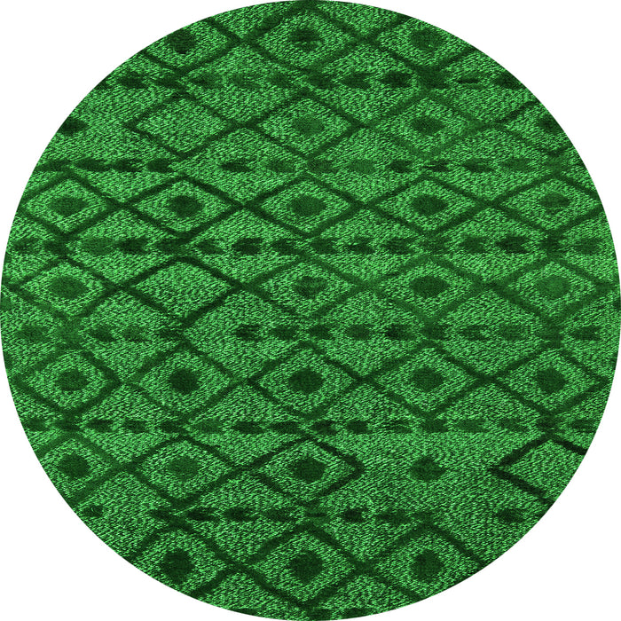 Round Machine Washable Abstract Green Modern Area Rugs, wshabs5175grn