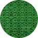 Round Machine Washable Abstract Green Modern Area Rugs, wshabs5175grn